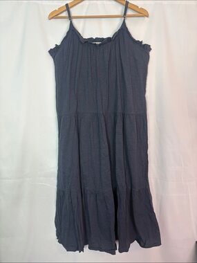 NATURAL LIFE Women’s Slate Blue Sleeveless Tiered Midi Dress Size L